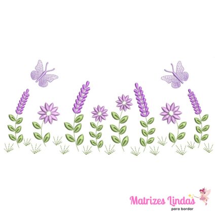 Matriz de Bordado jardim flores lavanda para bordar ML