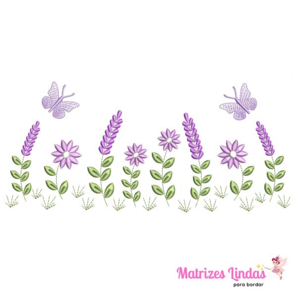 Matriz de Bordado jardim flores lavanda para bordar ML