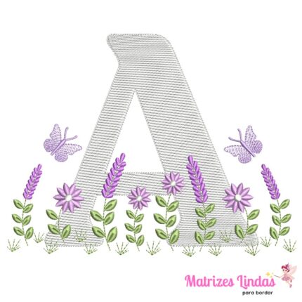 Matriz de Bordado letra A alfabeto jardim para bordar ML