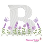 Matriz de Bordado letra B alfabeto jardim para bordar ML
