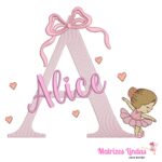Matriz de bordado nome Alice Bailarina para bordar ML
