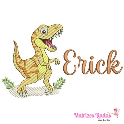 Matriz de Bordado – Nome Erick com Dinossauro