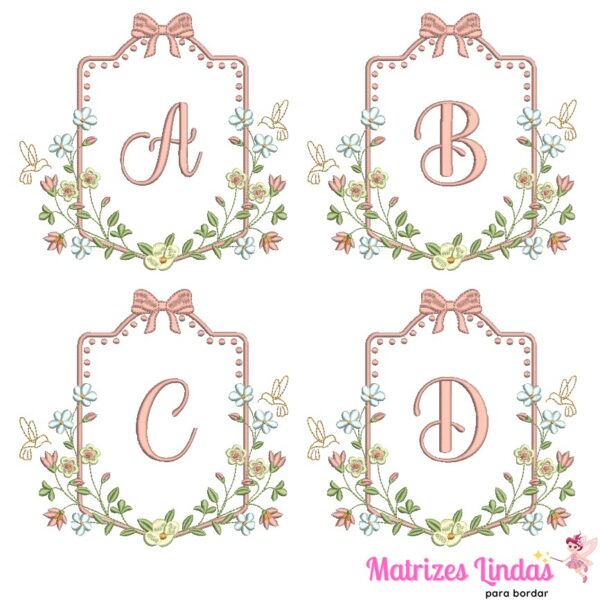 Matriz de Bordado Alfabeto moldura flores para bordar ML