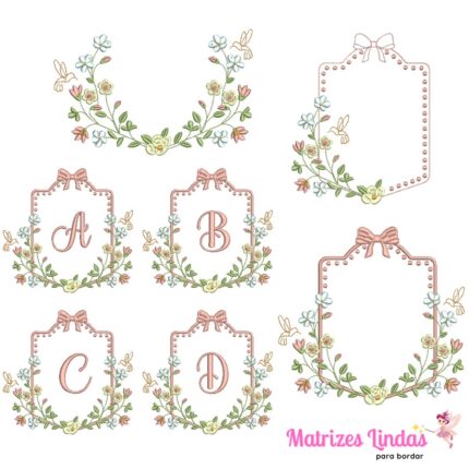 Matriz de Bordado Coleção moldura flores para bordar ML