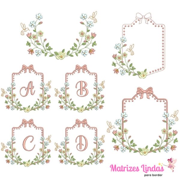 Matriz de Bordado Coleção moldura flores para bordar ML