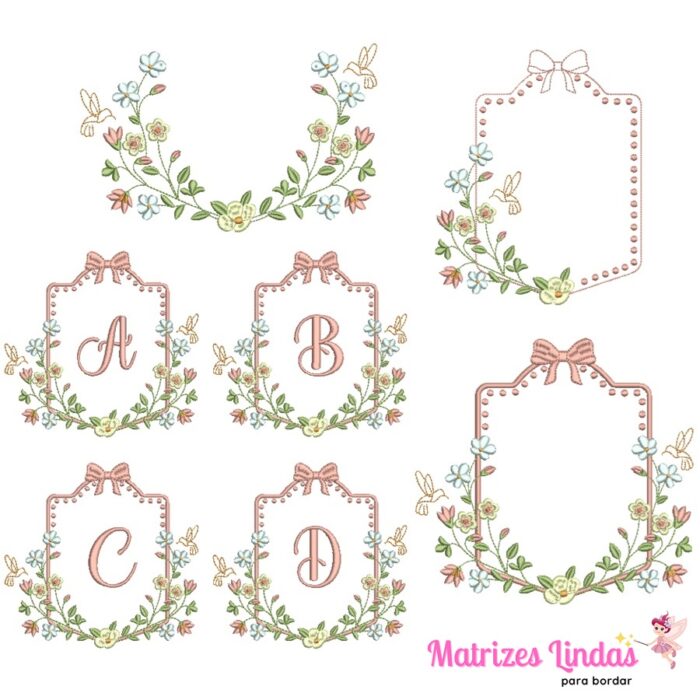 Matriz de Bordado Coleção moldura flores para bordar ML