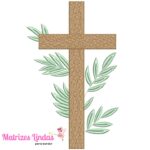 Matriz de Bordado Cruz com Folhas para bordar ML