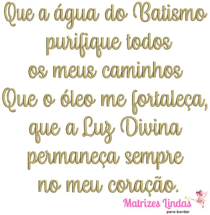 Matriz de Bordado Frase de Batismo para bordar ML