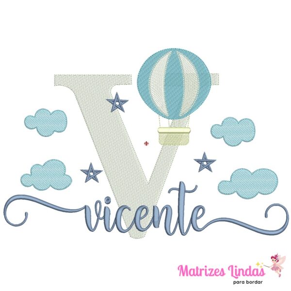 Matriz de Bordado Nome Vicente para bordar ML