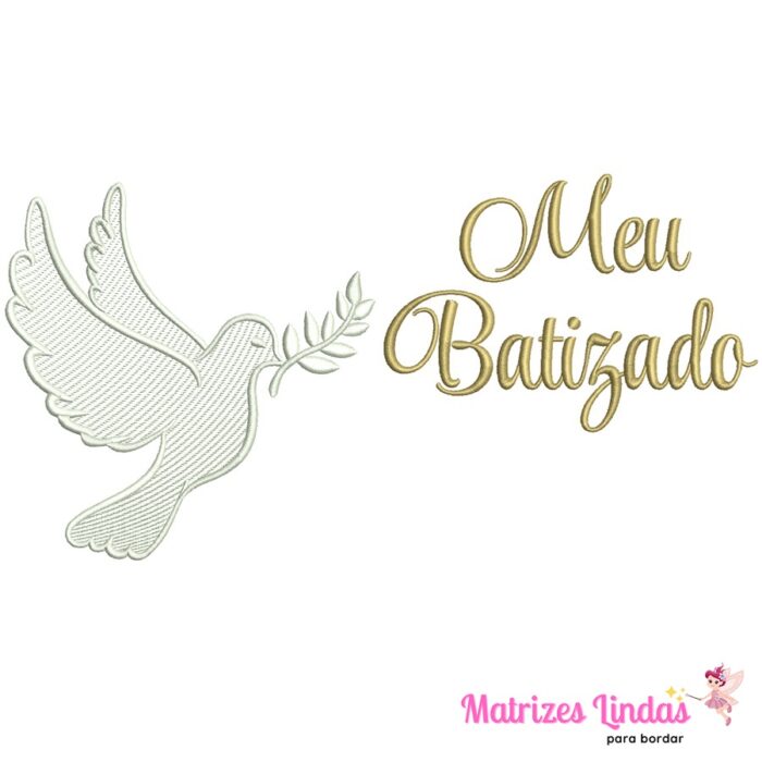 Matriz de Bordado Pombo meu Batizado para bordar ML