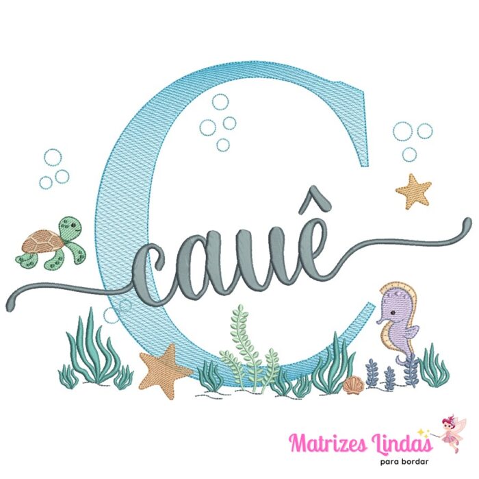 Matriz de Bordado – Nome Cauê fundo do Mar