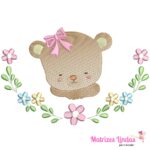 Matriz de bordado Ursinha Flores para bordar ML