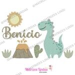 Matriz de bordado nome Benício cenario dino para bordar ML