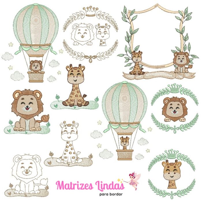 Matriz de Bordado – Coleção Leãozinho e Girafinha
