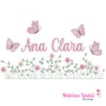 Matriz de Bordado Nome Ana Clara jardim flores para bordar ML