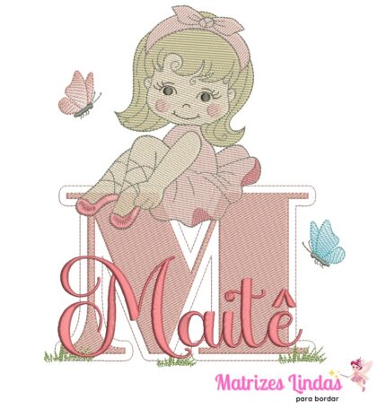 Matriz de bordado – Nome Maitê com Bailarina 06
