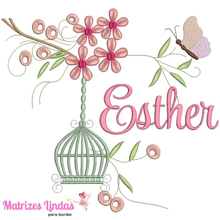 Matriz de bordado nome esther para bordar ML