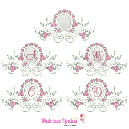 Matriz de Bordado – Alfabeto Raminho Flores com Laço