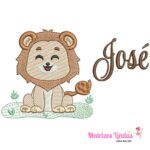 matriz de bordado nome josé com leãozinho para bordar ML