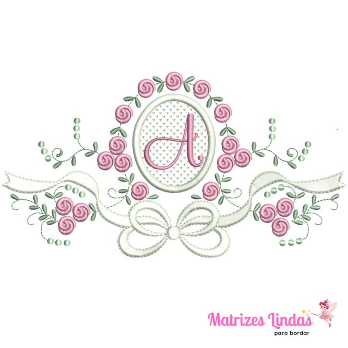 matriz de bordado raminho flores Laço Letra A para bordar ML