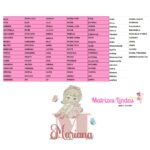 matriz de bordado relacao nomes bailarina ML