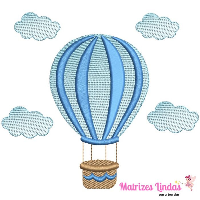 Matriz de Bordado Balão com Nuvens para bordar ML