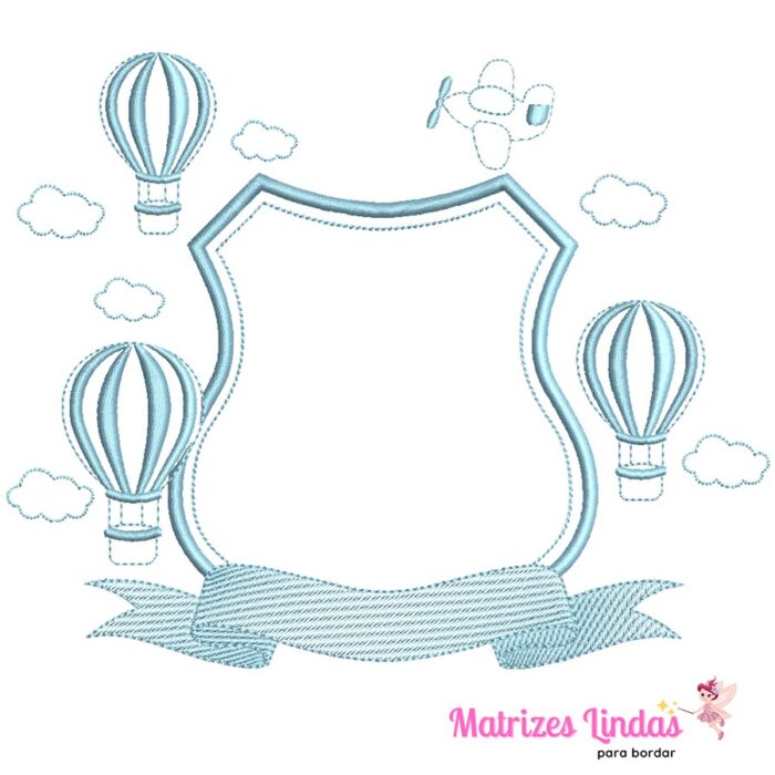 Matriz de Bordado Brasão Balão contorno para bordar ML