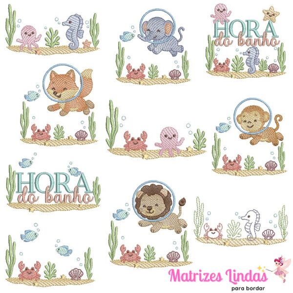 Matriz de Bordado Coleção Fundo do Mar para bordar ML