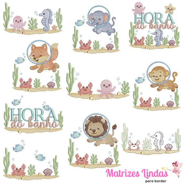 Matriz de Bordado Coleção Fundo do Mar para bordar ML