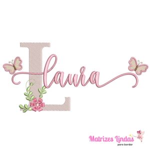 Matriz de Bordado Nome Laura sobreposto para bordar ML