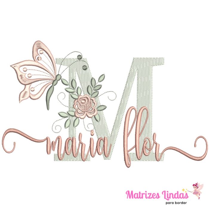Matriz de Bordado Nome Maria Flor para bordar ML