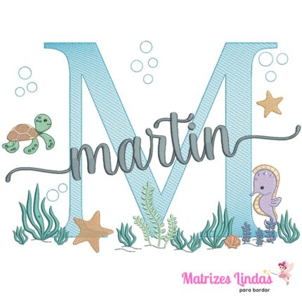 Matriz de Bordado – Nome Martin Fundo do Mar