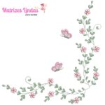 Matriz de bordado Raminho Folhas canto para bordar ML