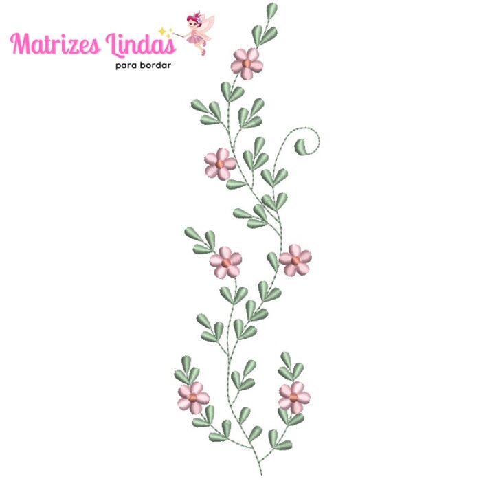 Matriz de bordado Raminho Folhas para bordar ML
