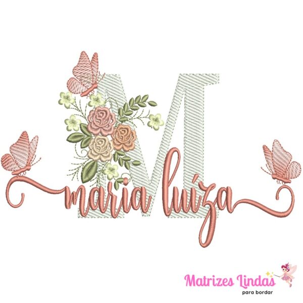 Matriz de bordado nome Maria luiza para bordar ML