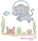 Matriz de Bordado Elefantinho no Mar para bordar ML