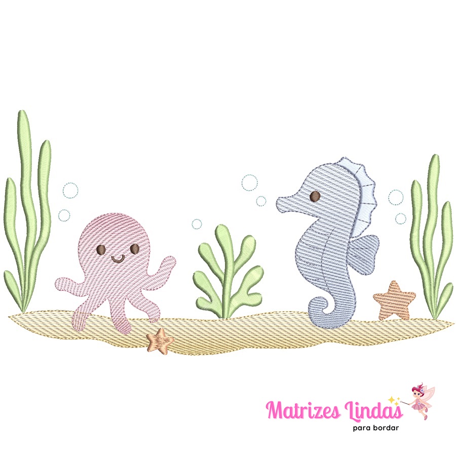 Matriz de Bordado Fundo do Mar 2 para bordar ML Matriz de Bordado Fundo do Mar 2 para bordar ML