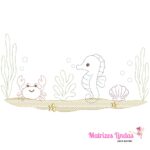 Matriz de Bordado Fundo do Mar contorno para bordar ML