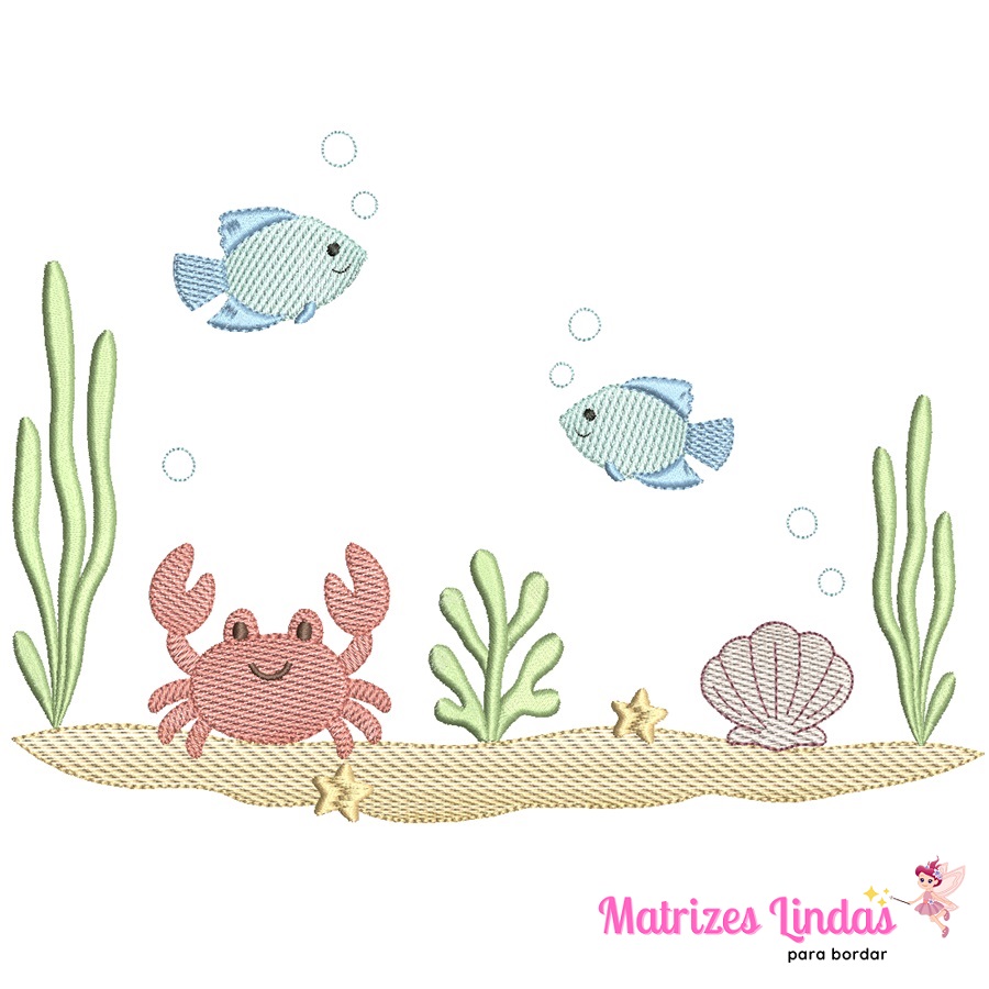 Matriz de Bordado Fundo do Mar para bordar ML Matriz de Bordado Fundo do Mar para bordar ML
