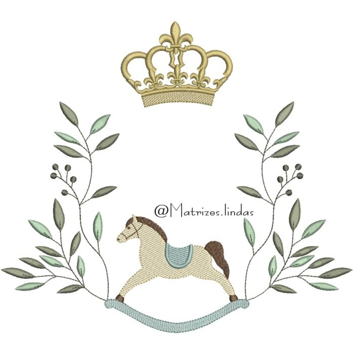 Matriz de Bordado Moldura coroa e Cavalinho para bordar ML