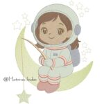 matriz de Bordado menina astronauta na Lua para bordar ML