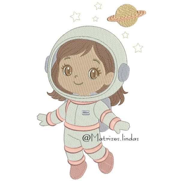 matriz de Bordado menina astronauta para bordar ML