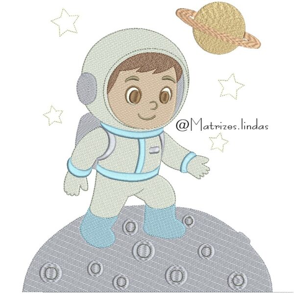 matriz de Bordado menino astronauta na Lua para bordar ML