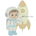 matriz de Bordado menino astronauta no Foguete para bordar ML