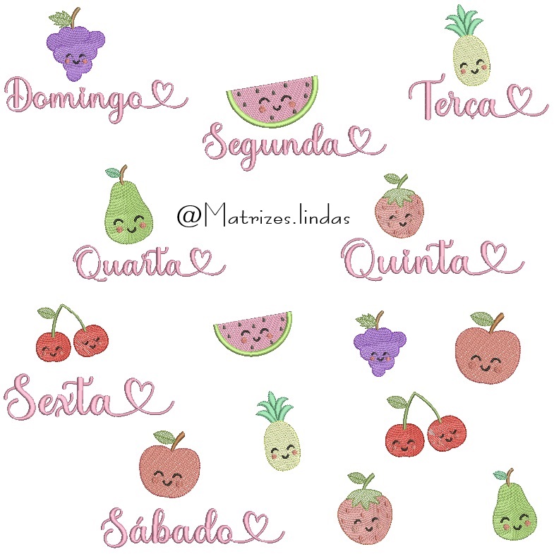 matriz de bordado Coleção frutinhas da semana para bordar ML
