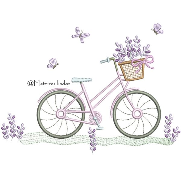 Matriz de bordado bicicleta com lavanda ML