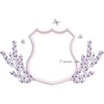 Matriz de bordado brasão lavanda com borboletas para bordar ML