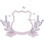 Matriz de bordado brasão lavanda com faixa para bordar ML