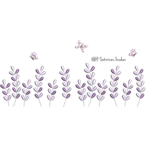 Matriz de bordado jardim lavanda com borboletinha para bordar ML