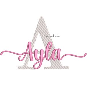 Matriz de bordado nome Ayla sobreposto para bordar ML